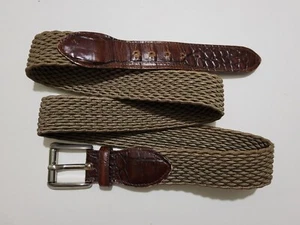 CROOKHORN, MEN'S 38 STRETCH BELT Made In USA w SILVER BUCKLE MADE IN ITALY - Picture 1 of 8