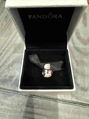 Happy Snowman Pandora Charm - Esmalte Blanco y Rojo y Pequeño Sombrero de copa Nuevo en Caja Foto 1 de 3