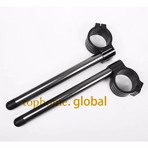35MM Clip On Aluminum Handlebars 7/8" Motorcycle CNC Racing Black One Pair - Picture 1 of 3