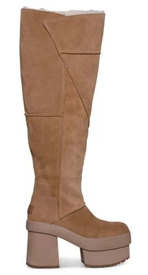 UGG New Heights Platform Xtra Women's US 10 High Heel Tall Chestnut Suede Boots - Image 1 of 4