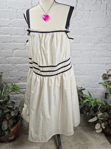 Mini Vestido Torrido Blanco Popelina Negro Correas Forrado 3X Pin Up Retro Nuevo con Etiquetas - Imagen 1 de 9