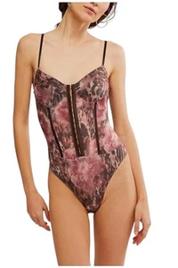Free People Women's Night Rhythm Printed Bodysuit Shaved Chocolate - Picture 1 of 2