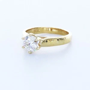 ANILLO SOLITARIO CLÁSICO ORO AMARILLO 14K CORTE REDONDO D/VS1 DIAMANTE CREADO EN LABORATORIO 1,3 QUILATES - Imagen 1 de 3