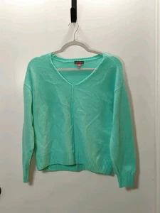 Vince Camuto XXS Soft Winter Mermaid Whimsy Aqua Drop Shoulder Sweater V-Neck  - Picture 1 of 10