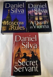 LOT OF 3 DANIEL SILVA LARGE PRINT Books Ex Library Moscow Servant Vienna - Picture 1 of 4