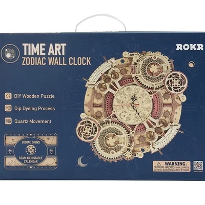 ROBOTIME ROKR HÁGALO USTED MISMO 3D Rompecabezas de Madera Modelo Kit Regalo Zodiaco Reloj de Pared LC601 Foto 1 de 4
