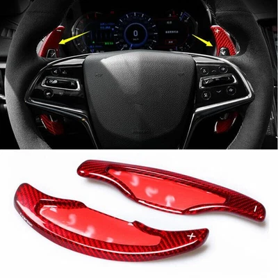 For Cadillac XTS 2013-2020 Red Carbon Fiber Steering Wheel Shift Paddle Shifter — 第 1/4 张图片