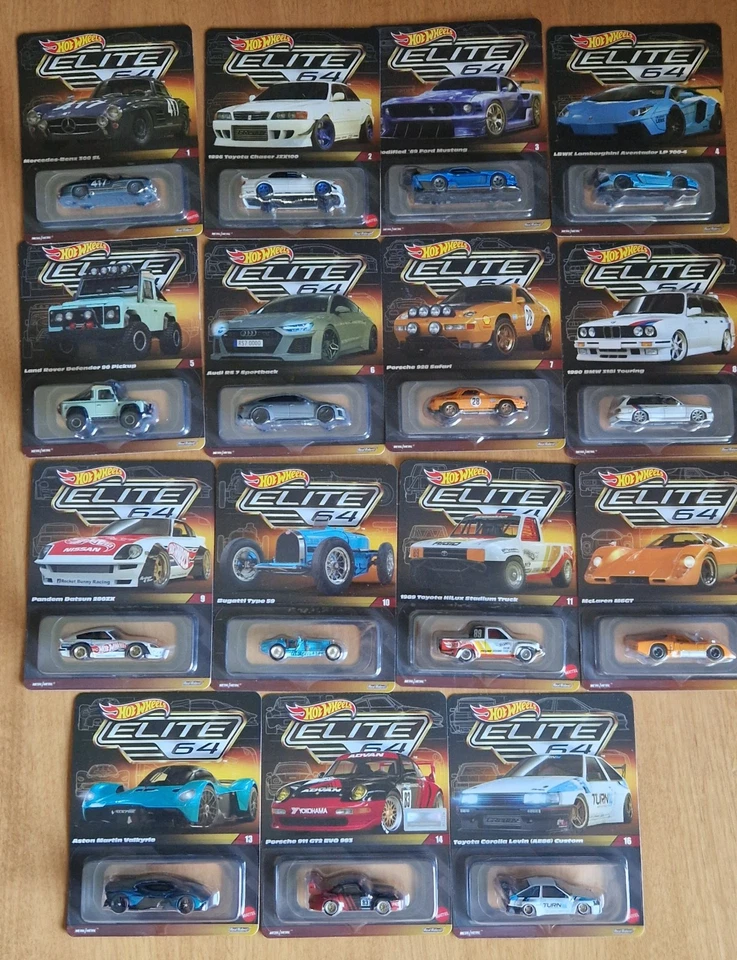 HOT WHEELS Elite64 Lotto Completo 15 Auto premium Lotto Unico - Immagine 1 di 1