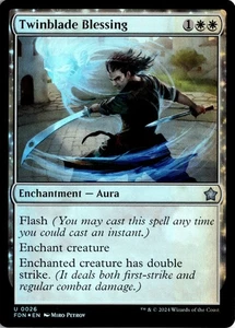 MTG Foundations FOIL Twinblade Blessing U 26 NM Pack Fresh ActualScan of Card - Picture 1 of 2