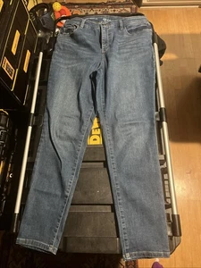 Pantalones de mezclilla Style & Co para mujer talla 12 azul lavado oscuro curvilíneos pierna ajustada cintura elástica - Imagen 1 de 7