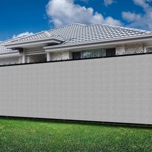 11ft Gray Privacy Fence Screen Windscreen Shade Net Cover for Pool Patio Yard - Picture 1 of 10