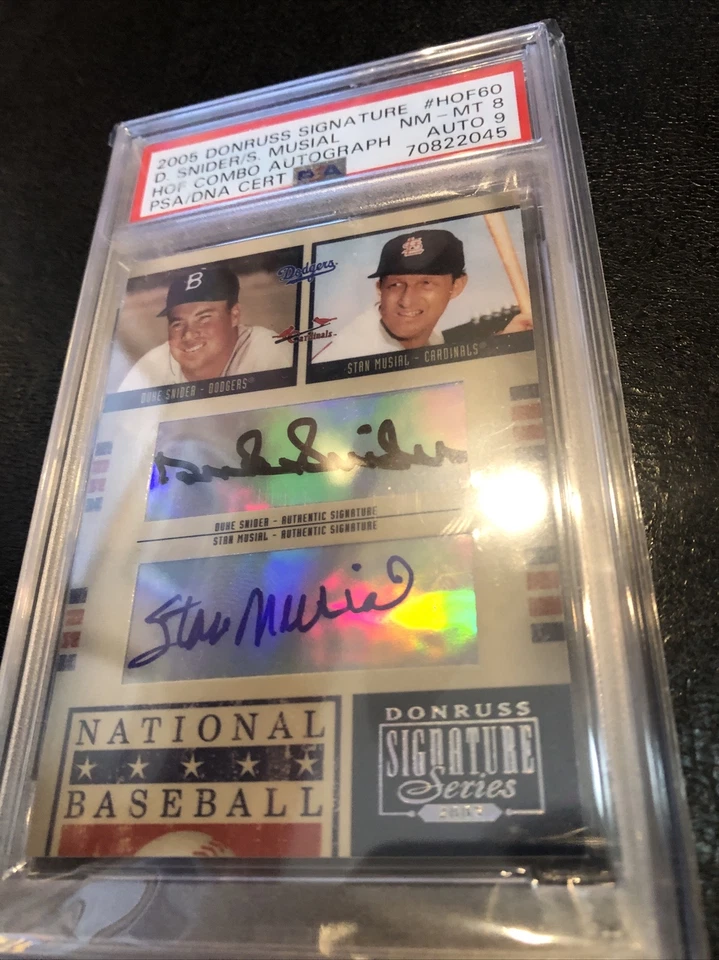 2005 Donruss DUKE SNIDER STAN MUSIAL SSP Signature Dual Auto PSA/DNA 8/10 POP 1! - Image 1 of 4
