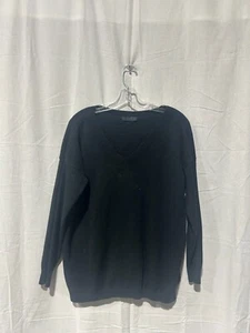 Meo Meli Black V-neck Knitted Sweater L made In Italy - Picture 1 of 3