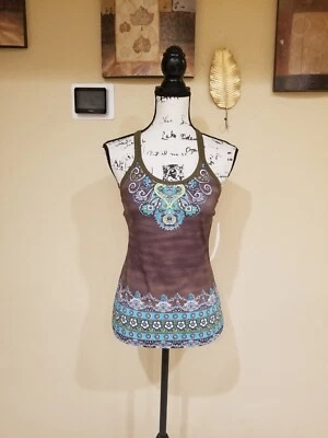 Athleta Brown floral tank top with built in bra Size S — 第 1/4 张图片
