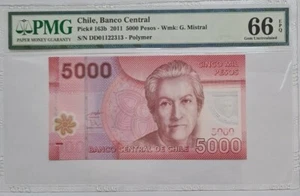 2011 CHILE 5000 Pesos PMG66 EPQ GEM UNC @ Polymer @ P-163b - Picture 1 of 3