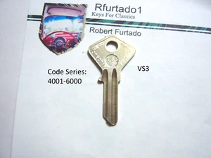 Key Blank for Vintage Vespa, Ferrari 275GB trunk (see code series) VS3 - Picture 1 of 2