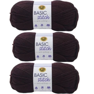 Lion Brand Yarn, Basic Stitch Eggplant, Bundle if 3. Crochet & Knitting - Picture 1 of 2