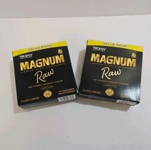 2 Trojan Magnum Raw Large Thinnest Lubricated Latex Condoms 48 total Exp 2027 - Picture 1 of 4