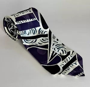 Paul Rodon Necktie 100% Silk Purple Black White Green Made In The USA - Picture 1 of 3