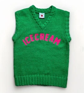Ice Cream Billionaire Boys Club Chunky Knit Sweater Vest Small BBC Green Pink - Picture 1 of 15