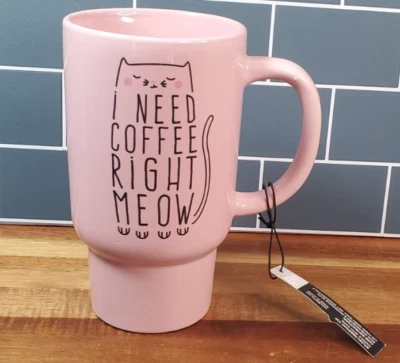 Taza para gatos Boston Warehouse rosa 18 oz, (necesita café maullido derecho) en ambos lados de la taza Foto 1 de 4