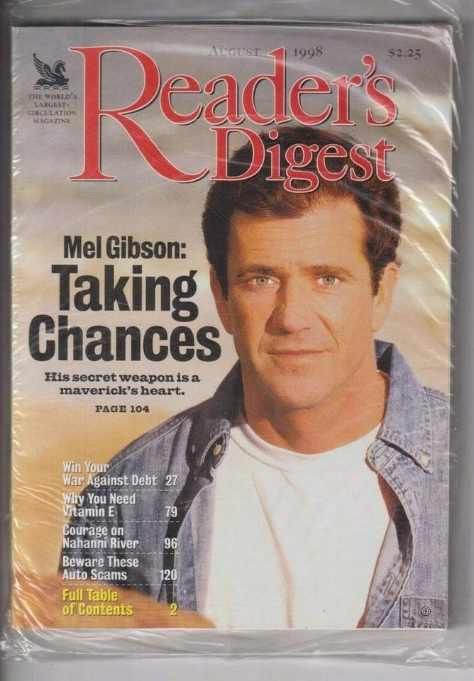 Reader's Digest Mag Mel Gibson Taking Chances August 1998 SEALED 111619nonr2 - Image 1 of 1