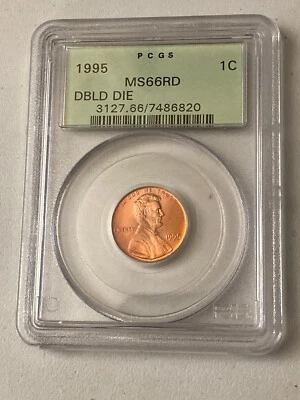 SCARCE 1995 PENNY DOUBLE DIE PCGS MS66RD - Image 1 of 2
