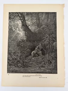 1892 Antique Engraving Print Gustave Dore Angels Adam Eve 13x9.75" Gothic p42 - Picture 1 of 2