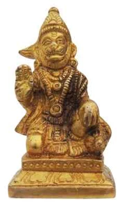 Brass Hanuman Ji Statue Hindu God Religious Figurine Sculpture 2.5 inch - Picture 1 of 2