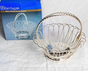 Gift Gallery Silver Plated Round Wire Basket Diameter 9'' - Foto 1 di 8
