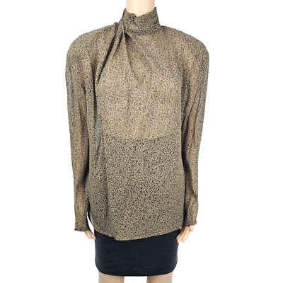 Blusa floral vintage Gianni Versace para mujer marrón 100 % seda talla US 10 EU 44 Foto 1 de 4