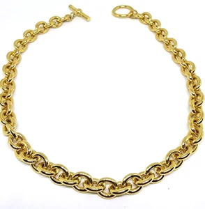 Collar moderno de 13,5" con cierre de palanca de cadena de cable de placa de oro pesado de mediados de siglo - Imagen 1 de 6