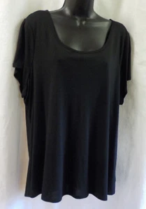 Zelos Curvy Plus Knit Top Size 1 XL NWT Black Rayon Blend Scoop Neck V Slit Back - Picture 1 of 12