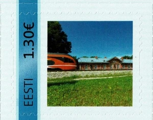 Estampilla de ESTONIA 2023 - Mi sello - Edificio de la estación de tren Elva / 1,30 € - Imagen 1 de 1