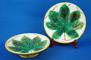 George Jones Plate & stand English ceramic majolica lustre 1800 XIX Art Nouveau - Picture 1 of 23