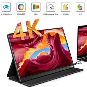 4K UHD Portable Monitor 15.6 Inches Ultra-Thin External Monitors for Laptop, Mac - Picture 1 of 8