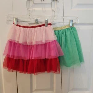 Girls size 7-8 Tulle Layer Skirt One Multi Tiered Pinks/Red One Green Gold Waist - Picture 1 of 9