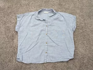Beach Lunch Lounge Tops Womens XL Button Shirt Short Sleeve Casual 55% Linen - Picture 1 of 7
