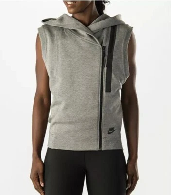 Chaleco con capucha gris jaspeado polar Tech Nike Sportswear para mujer / 689067 091 / talla M Foto 1 de 4