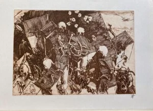 Memorial II. Grabado original en tablas japonesas. Firmado a mano. Janssen, Horst: - Imagen 1 de 1