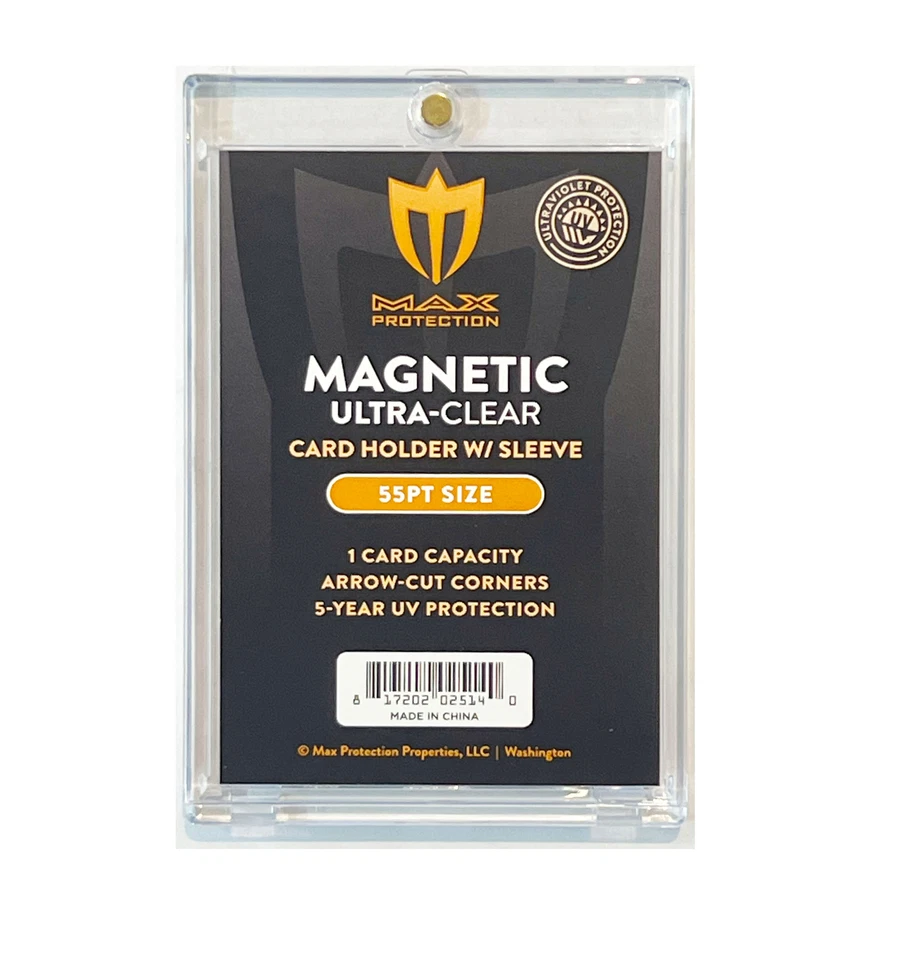 10ct Max Pro UV Ultra Clear Magnetic Card Holder 55pt w/Sleeve Size plus Sleeves - Image 1 of 1