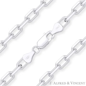 Brazalete de cadena de plata esterlina italiano .925 italiano corte en D de 5,5 mm - Imagen 1 de 2