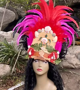 Sale Handmade Tahitian Headpiece. NEW Just Completed 3/25. Leather Headband - Picture 1 of 7