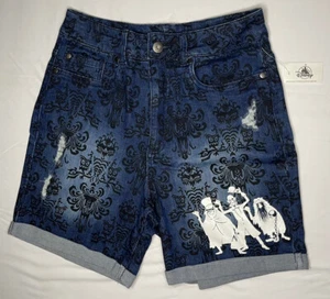 Pantaloncini denim Disney Haunted Mansion autostop fantasmi carta da parati donna piccoli nuovi con etichette - Foto 1 di 3