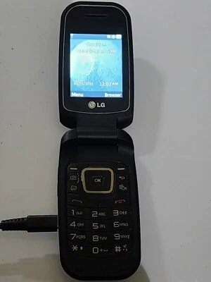 Teléfono celular plegable LG LG400G TracFone negro, probado y funcionando Foto 1 de 4
