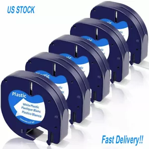 5PK Cartridge Compatible Dymo LetraTag LT 91331 Plastic Label Tape LT-100H 1/2'' - Picture 1 of 10