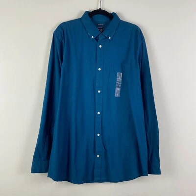 Gap Oxford Shirt in Standard Fit Size Large Tall Blue Button Down Stretch - Image 1 of 4