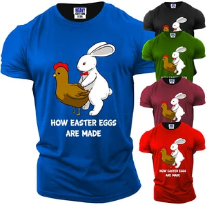 Happy Easter Eggs Are Made Men's T-Shirt USA Sarcastic Funny New Gift Tee S-3XL - Picture 1 of 11