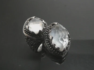 Konstantino Aura Rock Crystal Gemstone Bypass Sterling Silver Ring Size 6 - Image 1 of 4