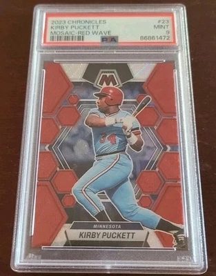 Panini Chronicles Mosaic Red Wave Prizm 2023/199 PSA 9 Kirby Puckett #23  Foto 1 de 3
